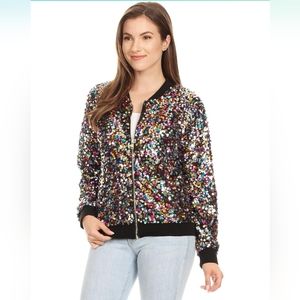 Multicolor Sequin Bomber Jacket - Womens